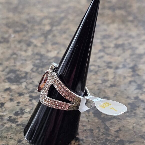 Bomb Party-RBP8381 "She's A Gem" Dark Brown Tourmaline Cubic Zirconia Sz 7 - Picture 4 of 5